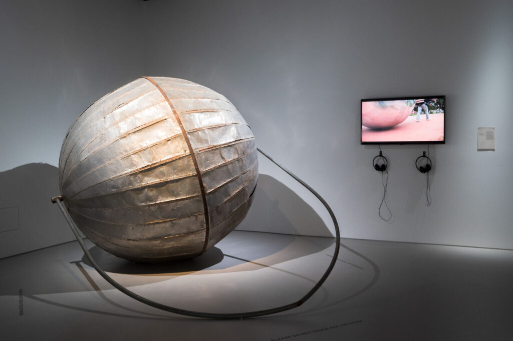 Svay Sareth, ‘Mon Boulet’, 2011, installation view at SAM Tanjong Pagar Distripark. Image courtesy of Singapore Art Museum.