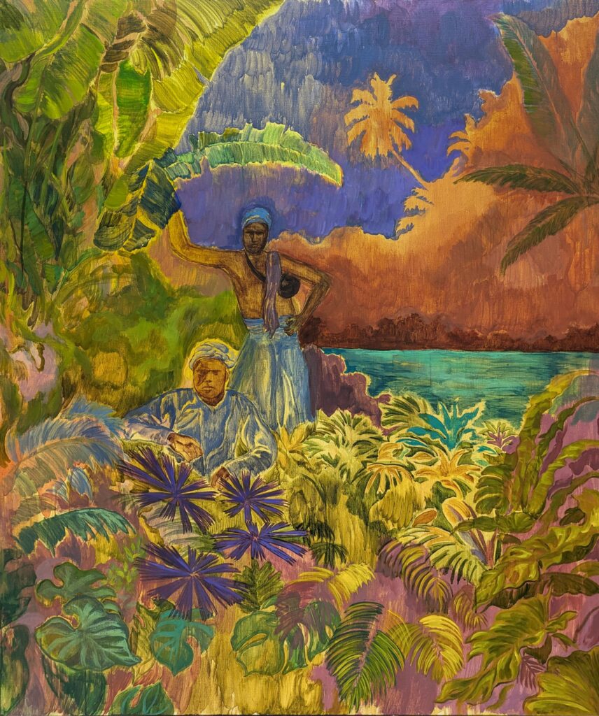 Khairulddin Wahab, ‘Otherlands’, 2023, acrylic on linen. Image courtesy of Cuturi Gallery and the artist
