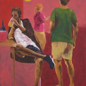 Pawarest Choksaen, ‘Drinker’, 2023, Arcylic on canvas, 80 x 60 cm. Image from Richard Koh Fine Art