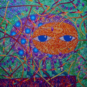 Dex Fernandez, ‘With a Little Luck, The Fractals will pick me up’, 2022, Acrylic on canvas, 61 x 61 cm. Image from the artist’s website