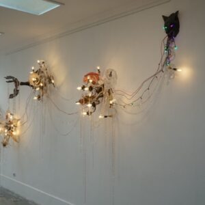 Jompet Kuswidananto, ‘Strange Form of Love’, 2022, Glass, iron, latex and light installation, 250 x 700 x 50 cm. Image from Artsy