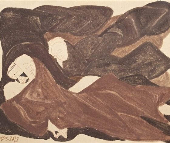 04-Phan-Cam-Thuong-_Monks-Dreams-2013-Mineral-colours-on-traditional-handmade-paper-53.3-x-71.1-cm.-Image-from-Artnet