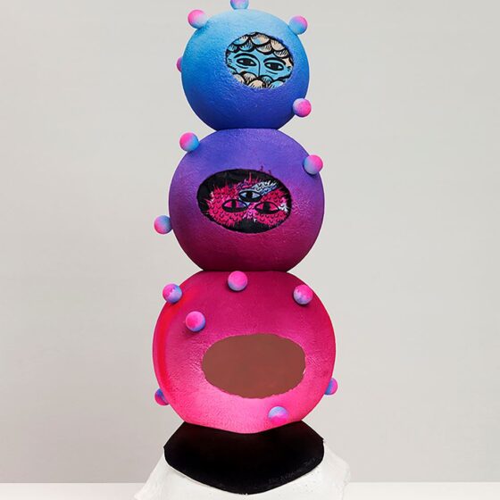 06-Eko-Nugroho-_Love-Ego-Money-2013-cast-paper-mask-with-screen-print-marbling-STPI-handmade-paper-112-x-41-x-38.5-cm.-Image-from-Ocula