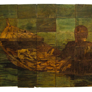 Aliansyah Caniago, 'Point of Return Project The Ancestor', 2016, mixed media on wasted wood 42.3 x 78.7 cm. Image from Baik Art Gallery