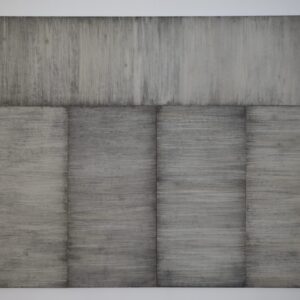 Alvin Zafra 'No.80 Versus Complex' 2001, human skull, sandpaper wood, 182.88 x 243.84 cm. Image from Eslite Gallery