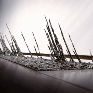 Cheryl Chiw, ‘Microverse, serendipipty’ (installation view), 2017, steel fragments, iron oxide, steel sheet, neodymium magnet, 65 x 57 x 335 cm. Image courtesy of the artist