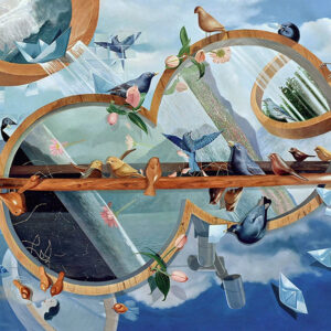 Collecting-clear-blue-skies-for-a-cloudy-day,-but-try-bottling-up-the-sunlight-220cmx182cm-Oil-on-canvas-2019