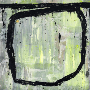 Fauzul Yusri, ‘Fluo Green’, mixed media on canvas, 153 x 153 cm. Image from Taksu