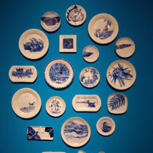 Hazel Lim, 'A Botanical and Wildlife Survey', 2013, porcelain plates with drawings, student journals, and video. Image from Artsy