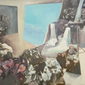 Hilmi Johandi 'Landscapes and Paradise VI (View of a Garden with a Cascading Waterfall), 2020, Oil on linen, 150 x 200 cm, Photo courtesy of the artist