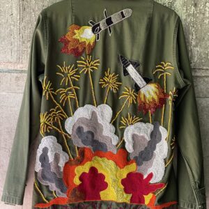 Jakkai Siributr, 'May There Be No Dislike Between Us', 2022, glass and plastic beads, cotton thread, embroidery on a vintage military jacket, 70 x 45 cm. Image from Flowers Gallery