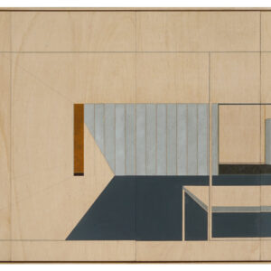 Kayleigh Goh, 'Eucalyptus and Turmeric', 2021, turmeric, eucalyptus cement and wall paint on wood, 122 x 245 cm. Image from Gajah Gallery