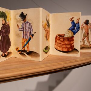 Liv Vinluan, 'For Shame! A Filipino Family Album', 2019, Watercolour, gouache, ink and graphite on bamboo paper 38 panels assembled accordion-style 17 x 12 cm, Image courtesy of Silverlens