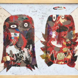 Luis Lorenzana, '2 Heads B', 2022, acrylic and oil on canvas, 55.88 x 66.04 cm. Image from Silverlens