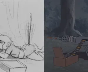 Payut-Ngaokrachang-‘The-New-Adventures-of-Hanuman’-storyboard-image-alongside-the-final-product-1957-animation.-Image-from-The-Unwritten-Record