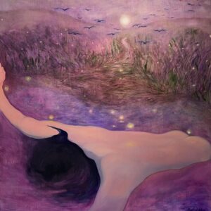 Marla Bendini, 'What Is Painting But The Act Of Embracing By Means Of Art The Surface Of The Pool', 2022, oil and oil pastel on linen 193 x 174 cm. Image from Cuturi Gallery