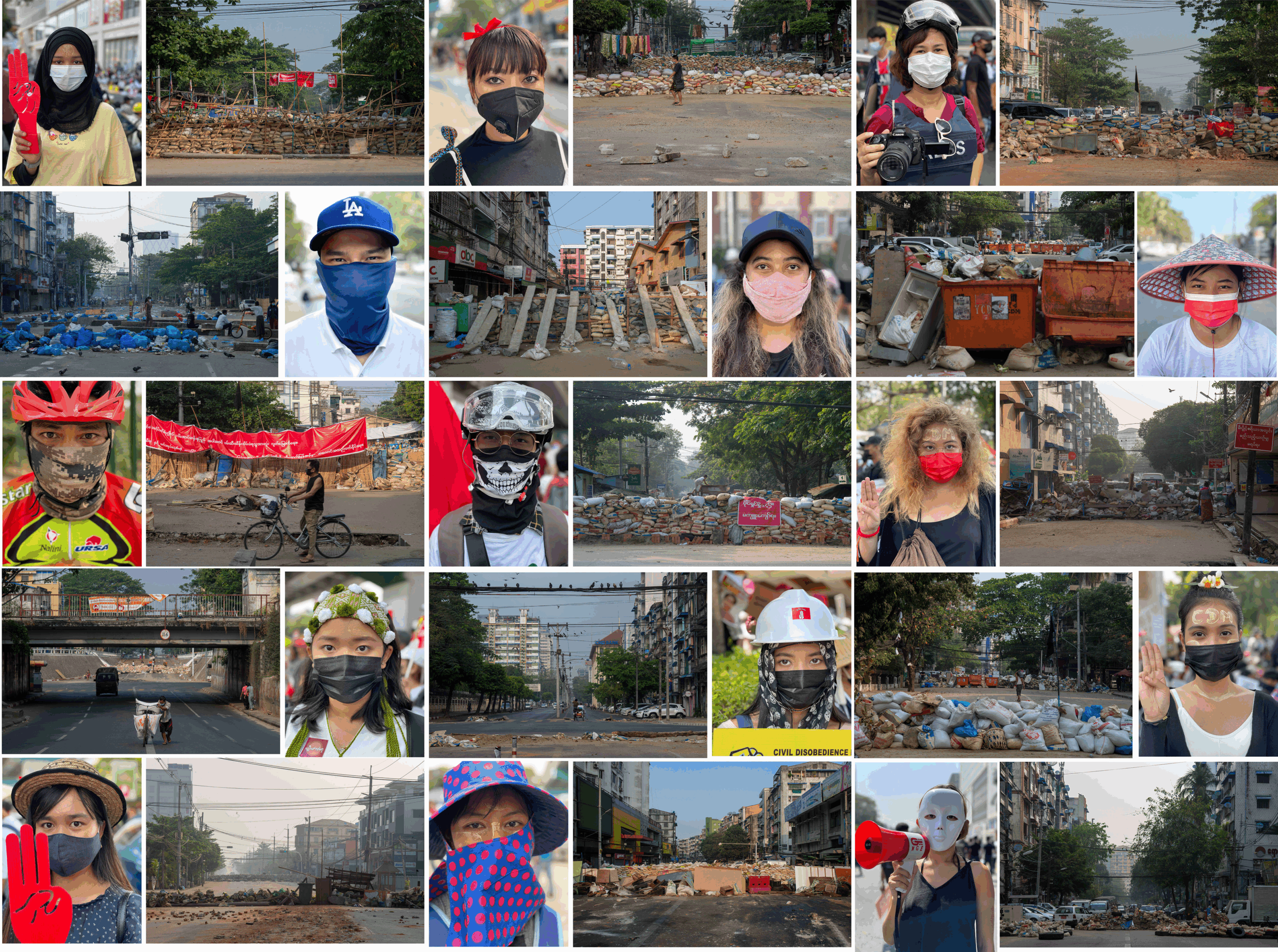 Mayco Naing 'Barricades', 2021, Street photography in Myanmar, 200 x 245 cm, Image courtesy of the artist