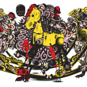 PHUNK, 'DayDreamer Triptych II', 2010, silkscreen on canvas with diamond dust, 140 x 300 cm. Image from PHUNK Studio