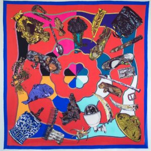 Pio Abad, 'Every Tool is a Weapon if you hold it right XXI', 2015, unique acid dye print on hand stitched silk twill, 100 x 100 cm. Image from Art Basel