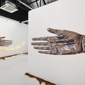 Priyageetha Dia, '_Kolam.Bangle.Hand', 2022, vinyl print, 115 cm x 115 cm. Image from Yeo Workshop