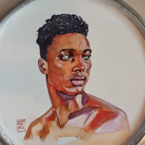 Richard Streitmatter-Tran, 'Copper', 2022, watercolour and gouache on metal plate with absorbent ground, cold wax medium 50 x 50 cm. Image from the artist's website