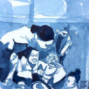 Richard Streitmatter-Tran, 'Hikikomori Blues', 2019, watercolour on paper 15.24 x 15.24 cm. Image from the artist's website