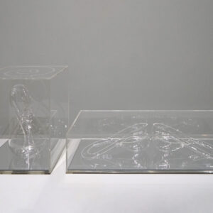 Susie Lingham, 'Klein Riddles Around You', 2022, acrylic glass mirror, Part 1 19 x 15 x 15 cm, Part 2 15 x 7 x 35 cm. Image from Gajah Gallery