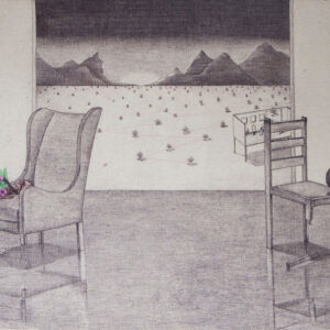 Syahbandi Samat, ‘House Preserved Past', 2018, ballpoint pen on canvas, 63 x 95 cm. Image from Artemis Art