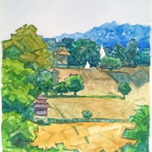 Tun Win Aung, 'To Shwekyetyet #01', 1998, watercolour on paper, 27.35 x 39.5 cm. Image from Galerie Konbaung