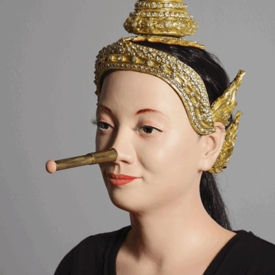 Wantanee Siripattananuntakul, 'Wantanocchio'09', 2009, fiberglass, clothes, print on paper, sensors and motors, size variable. Image from the artist's website