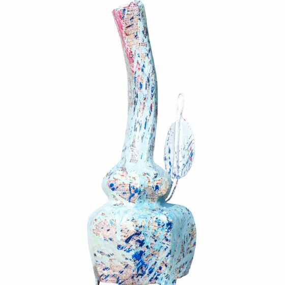 Wayan Novi 'Senthir' 2021, acrylic on galvanised zinc, 50 x 20 x 18 cm. Image from Art Porters Gallery