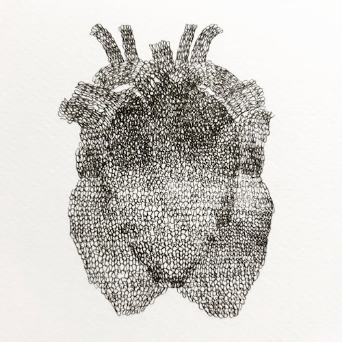 Sita Inyai, ‘Heart’, 2019, pen on paper, 14.8 x 21 cm. Image from La Lanta