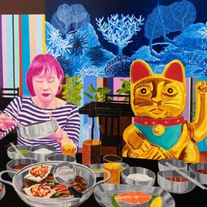 Justin Lim, ‘There comes a point in every person's life when they realise that there are no superheroes coming to save them’, 2020, acrylic on canvas 122x152cm. Photo courtesy RKFA and the artist.